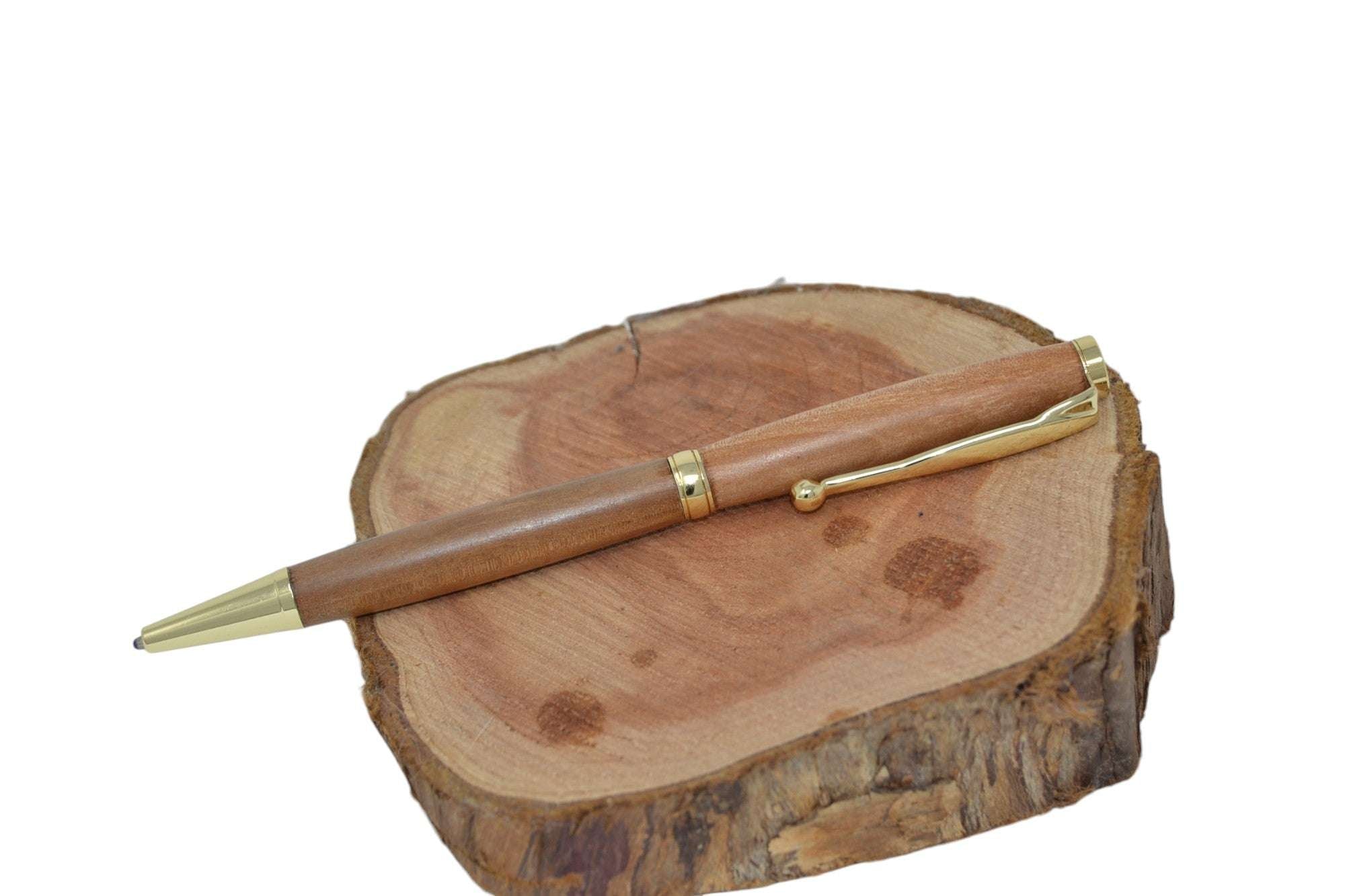 Holzkugelschreiber aus Birne, 24k vergoldet