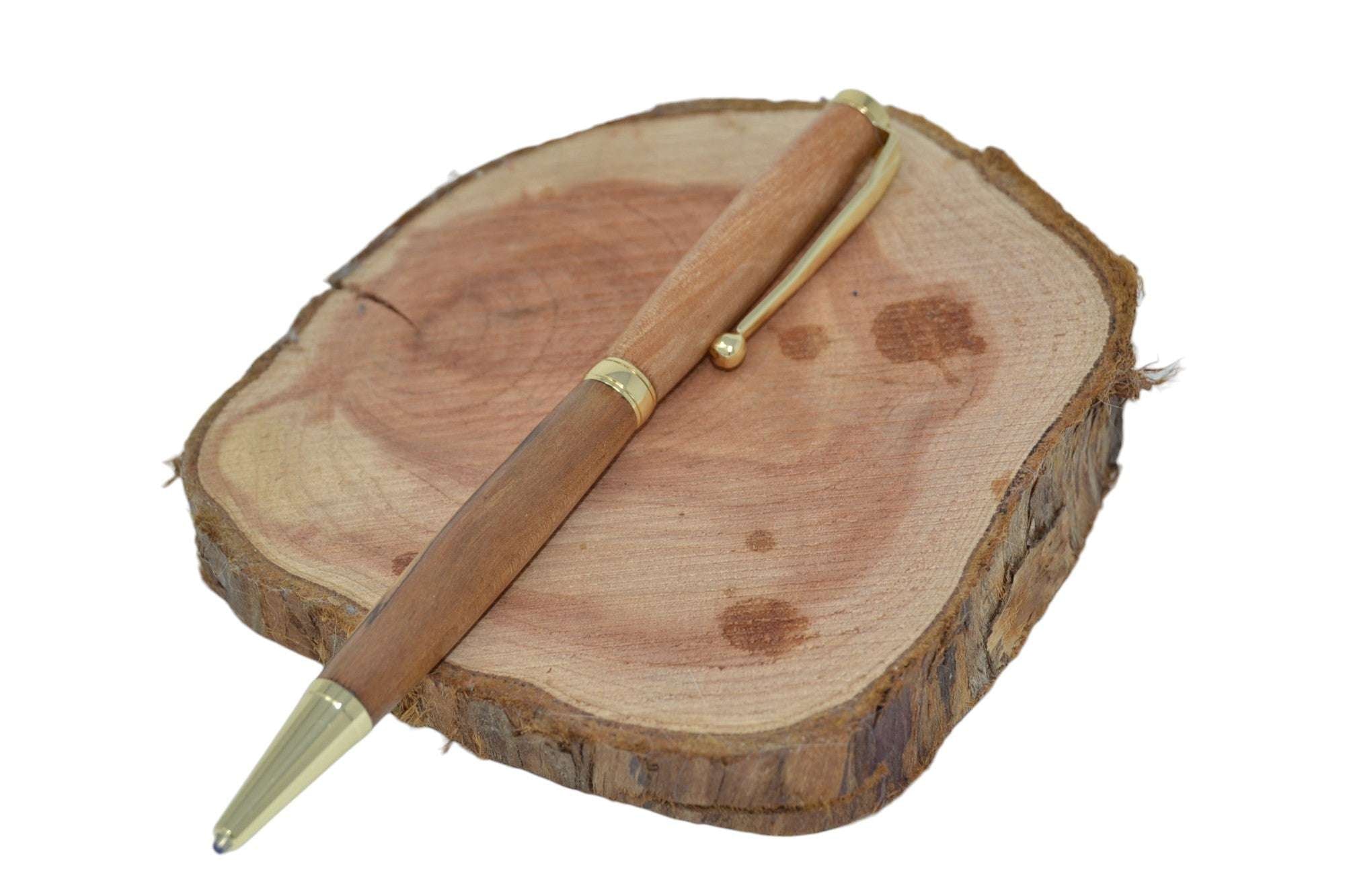 Holzkugelschreiber aus Birne, 24k vergoldet