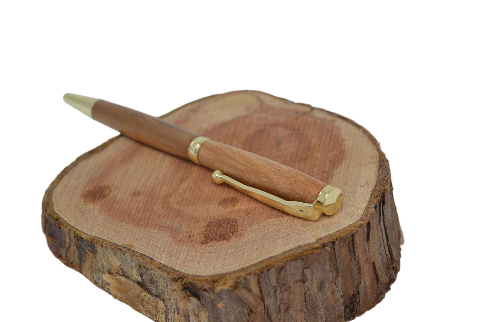 Holzkugelschreiber aus Birne, 24k vergoldet