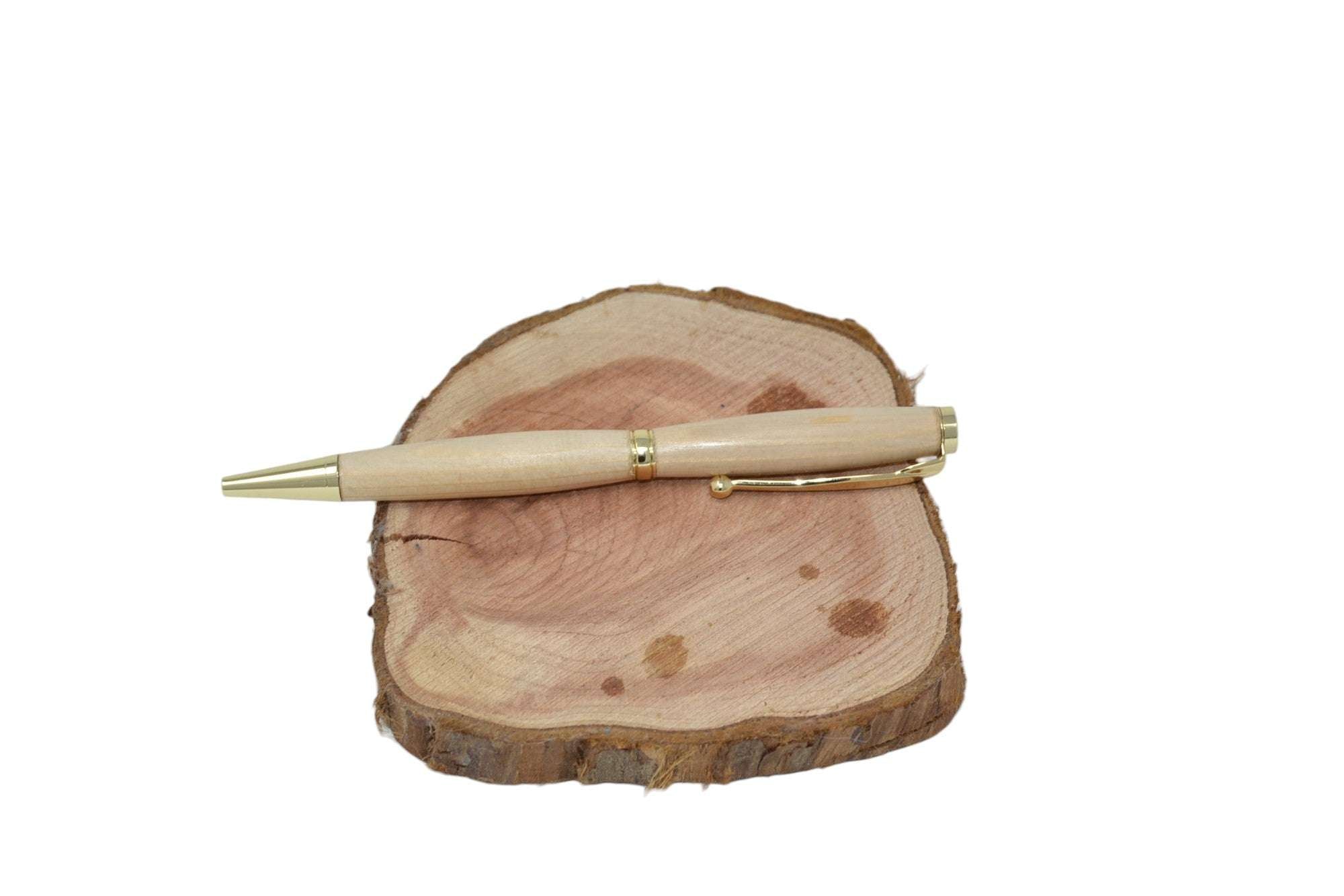 Holz Kugelschreiber aus Tannenholz mit 24k vergoldetem Bausatz