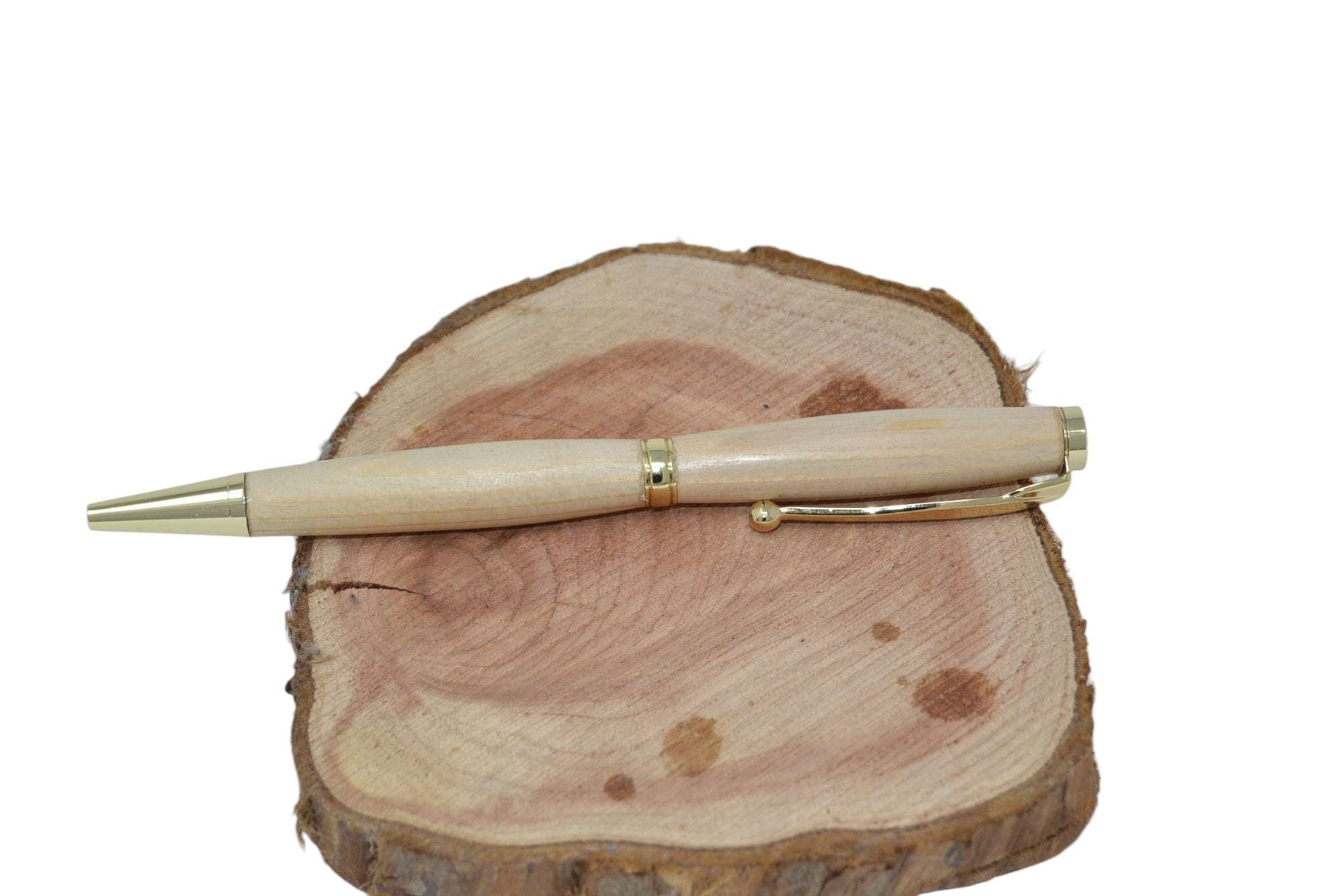 Holz Kugelschreiber aus Tannenholz mit 24k vergoldetem Bausatz