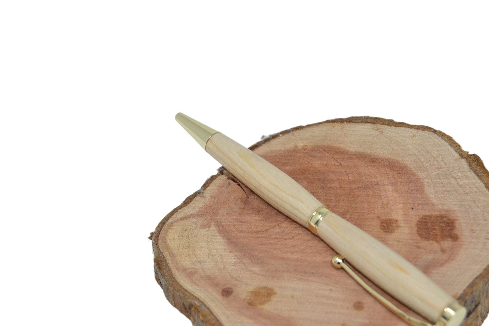 Holz Kugelschreiber aus Tannenholz mit 24k vergoldetem Bausatz