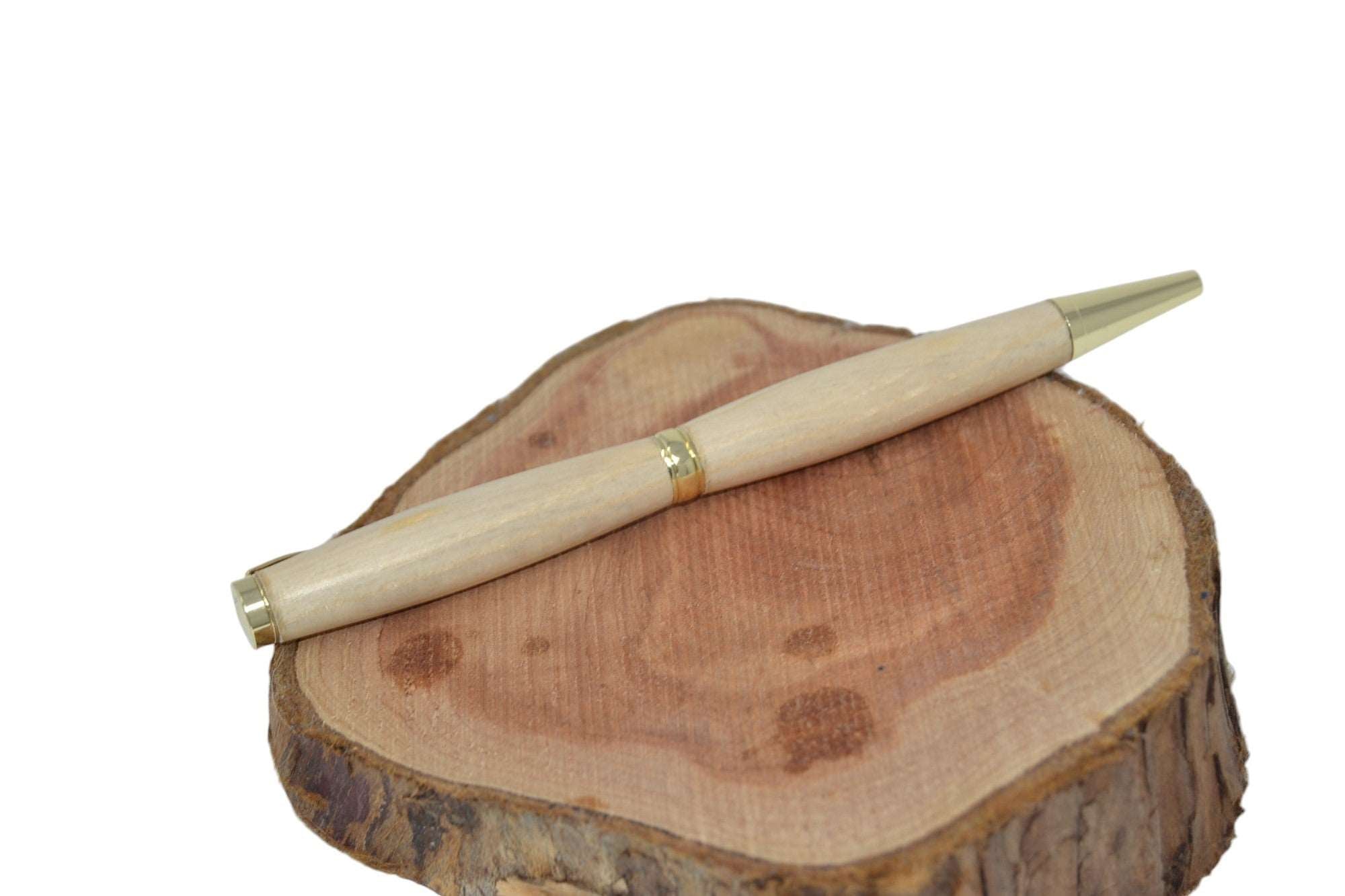 Holz Kugelschreiber aus Tannenholz mit 24k vergoldetem Bausatz