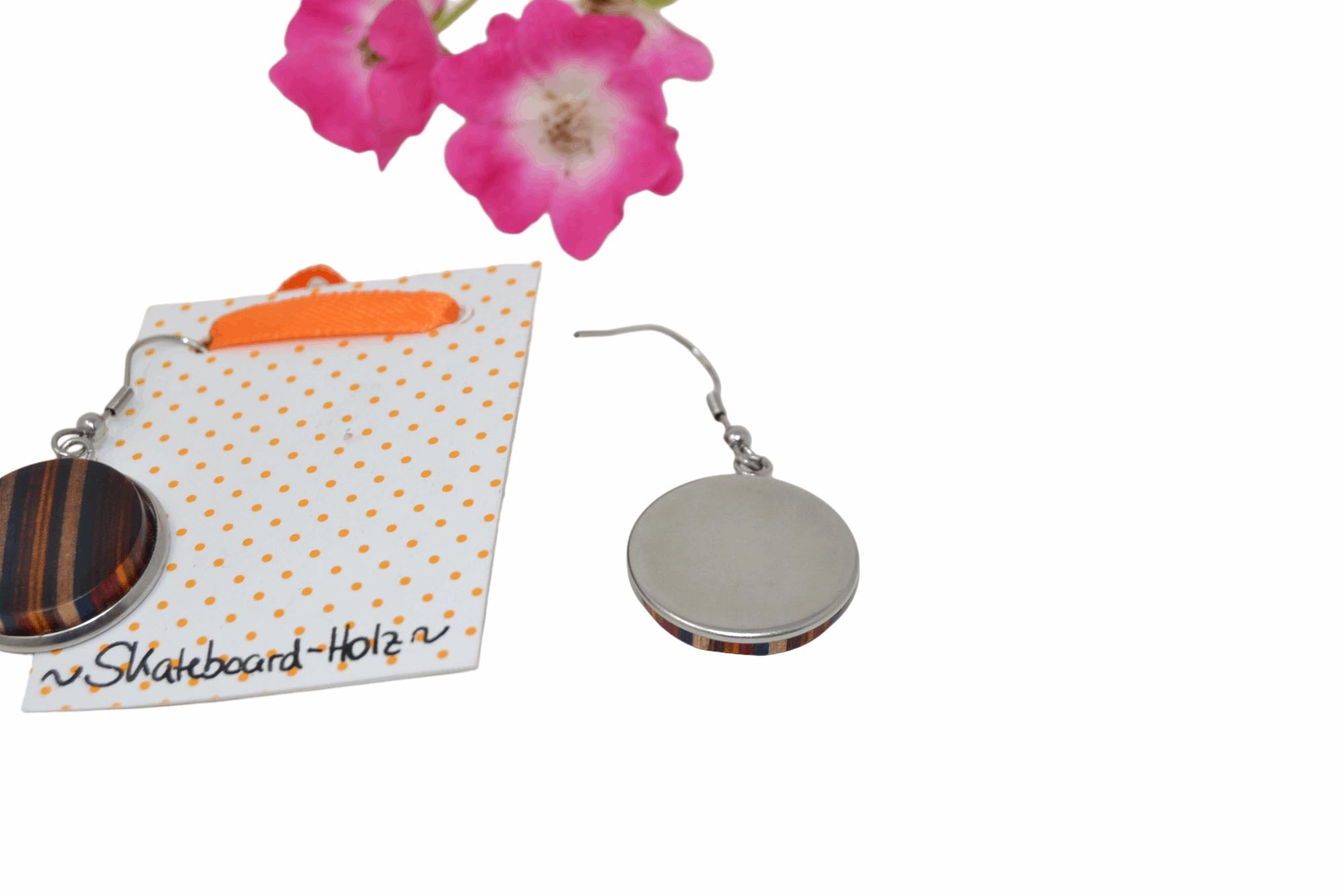 Holz Ohrringe Skateboard-Holz 2 cm Handarbeit