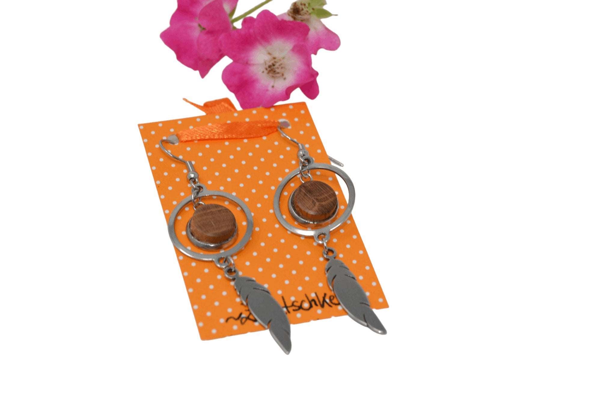 Holz Ohrringe 3x1 cm aus Zwetschkenholz Handarbeit