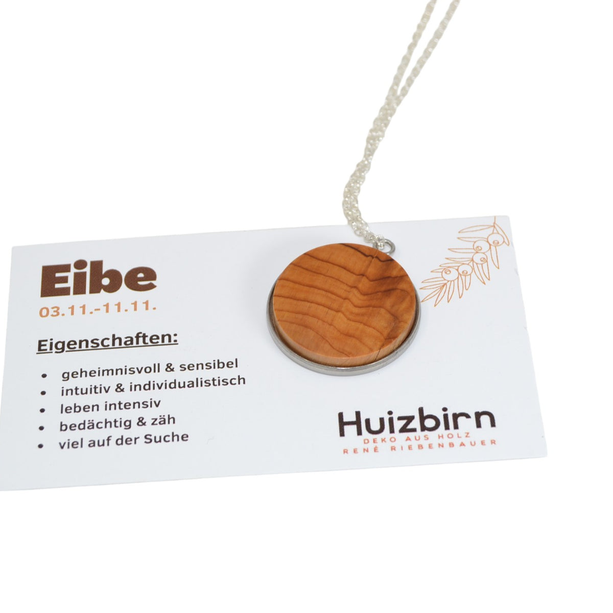 Holz Halskette Lebensbaum Eibe 2,5 cm Trachtenschmuck