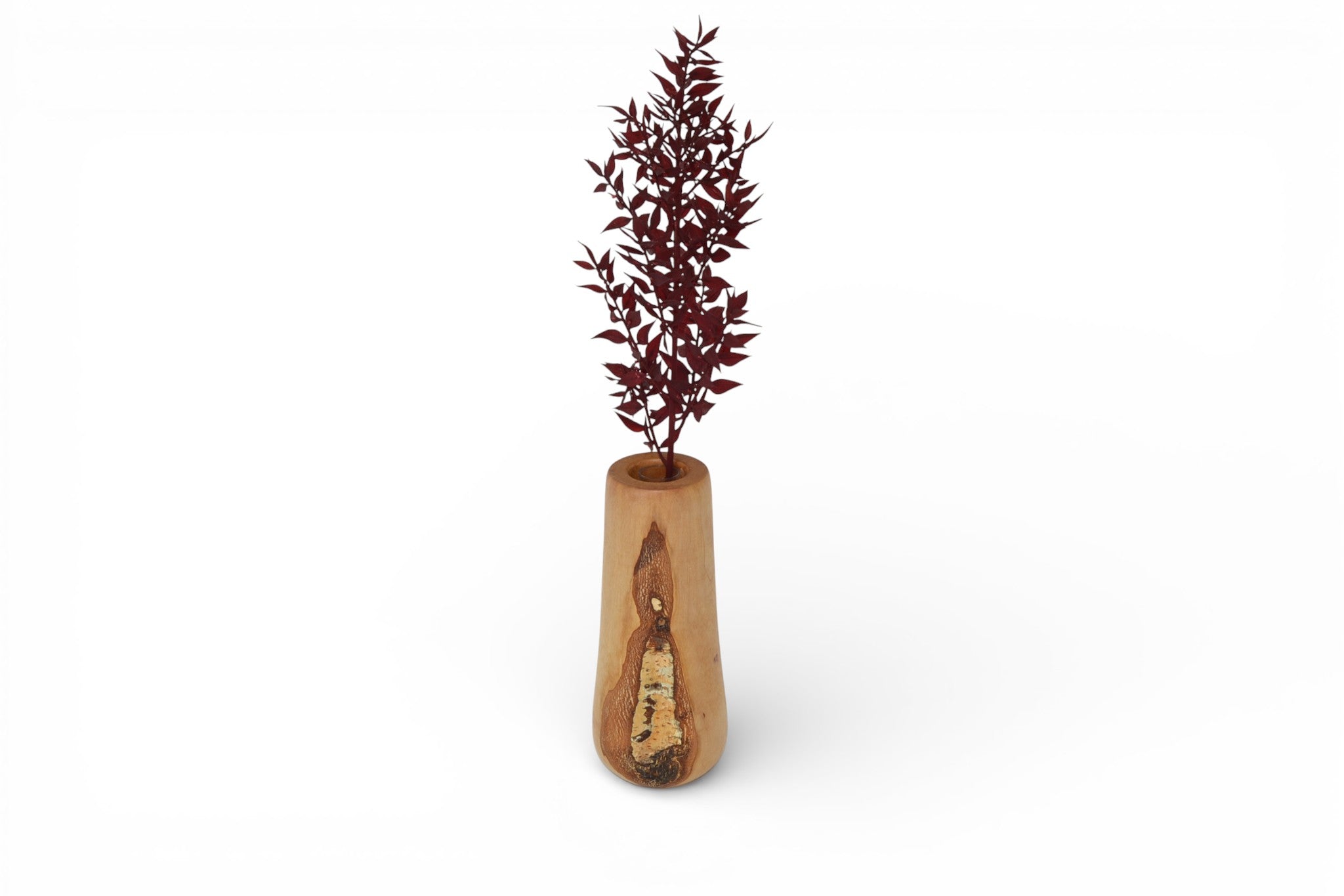 Holz Blumenvase Birke 17 cm Handarbeit Unikat mit Glaseinsatz