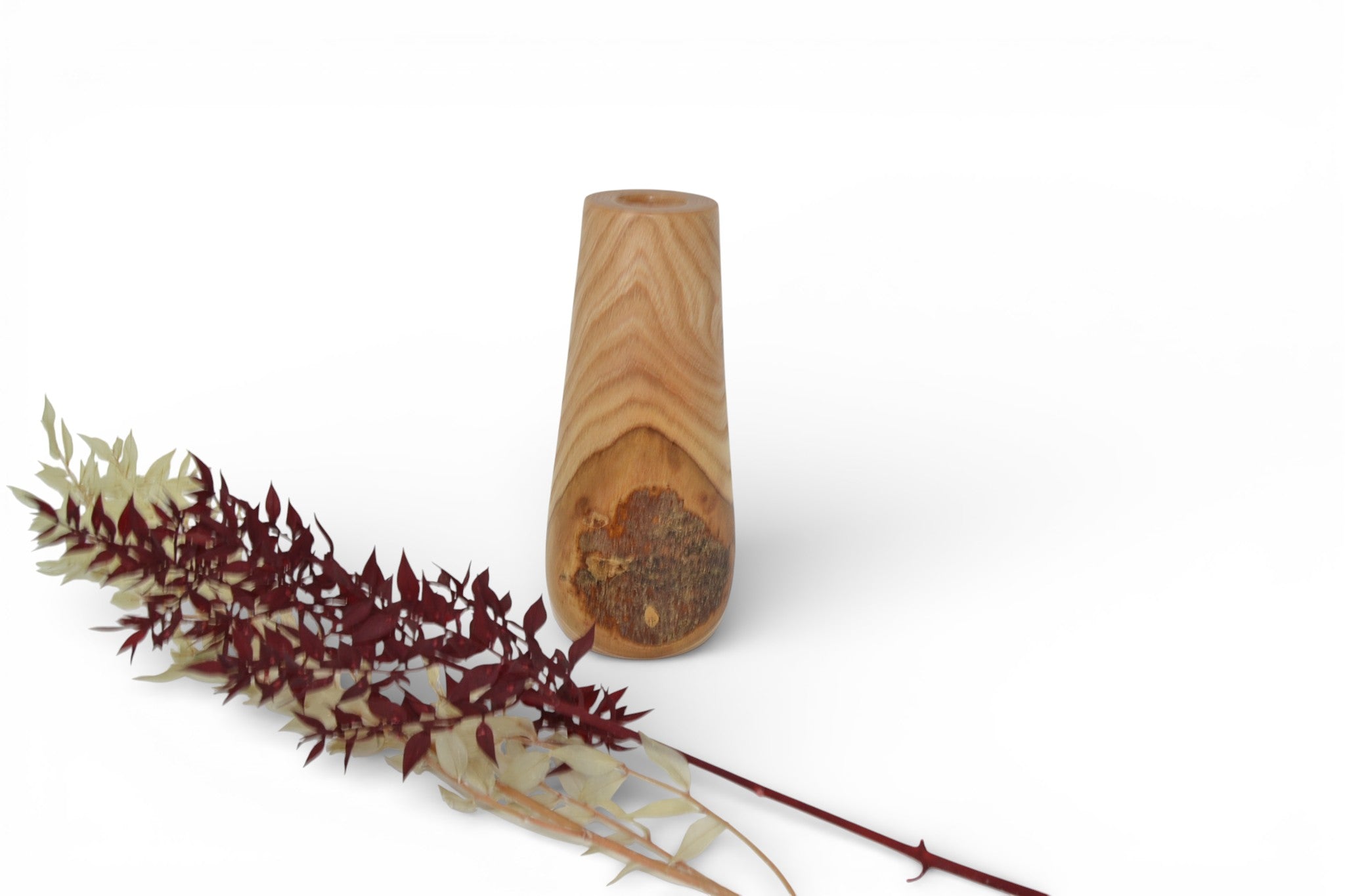 Holzvase Vase 18 cm Esche Blumenvase Handarbeit