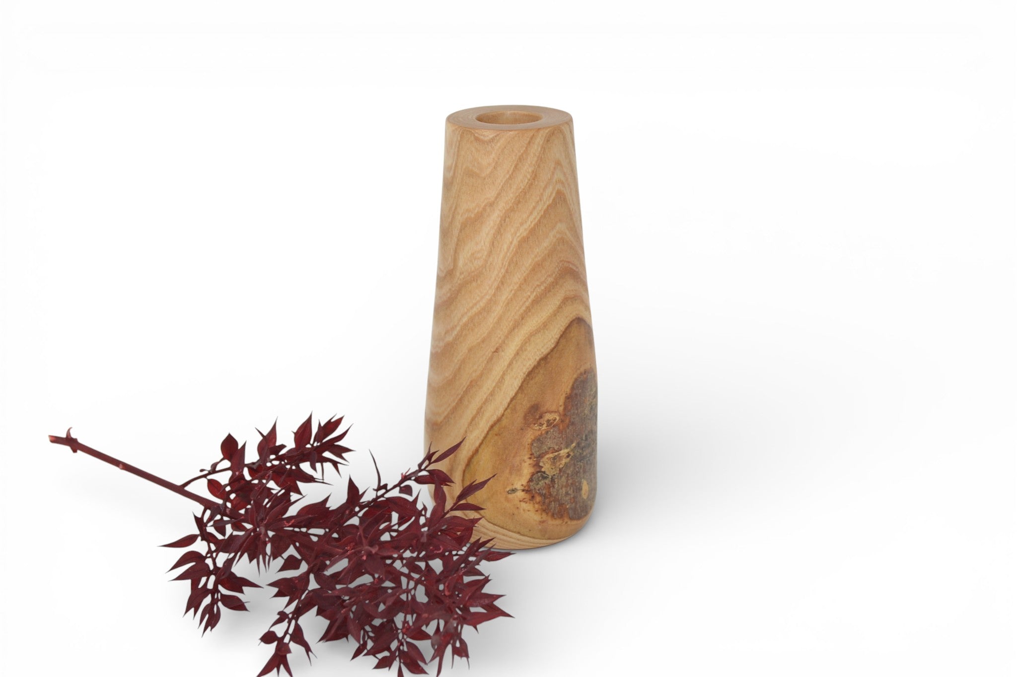 Holzvase Vase 18 cm Esche Blumenvase Handarbeit