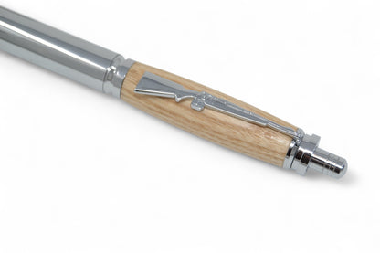 Klick Kugelschreiber Esche mit Gewehr Applikation