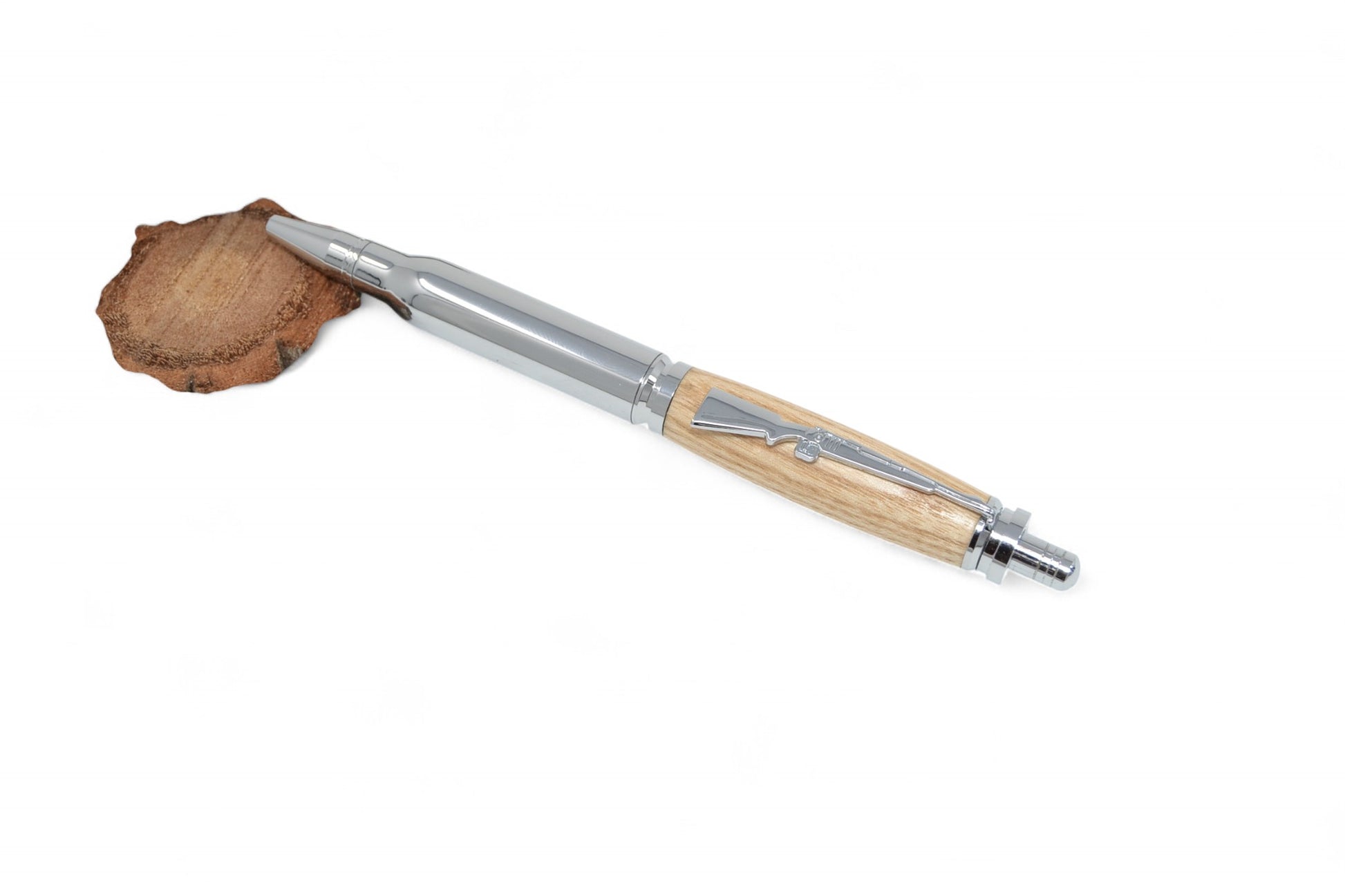 Klick Kugelschreiber Esche mit Gewehr Applikation