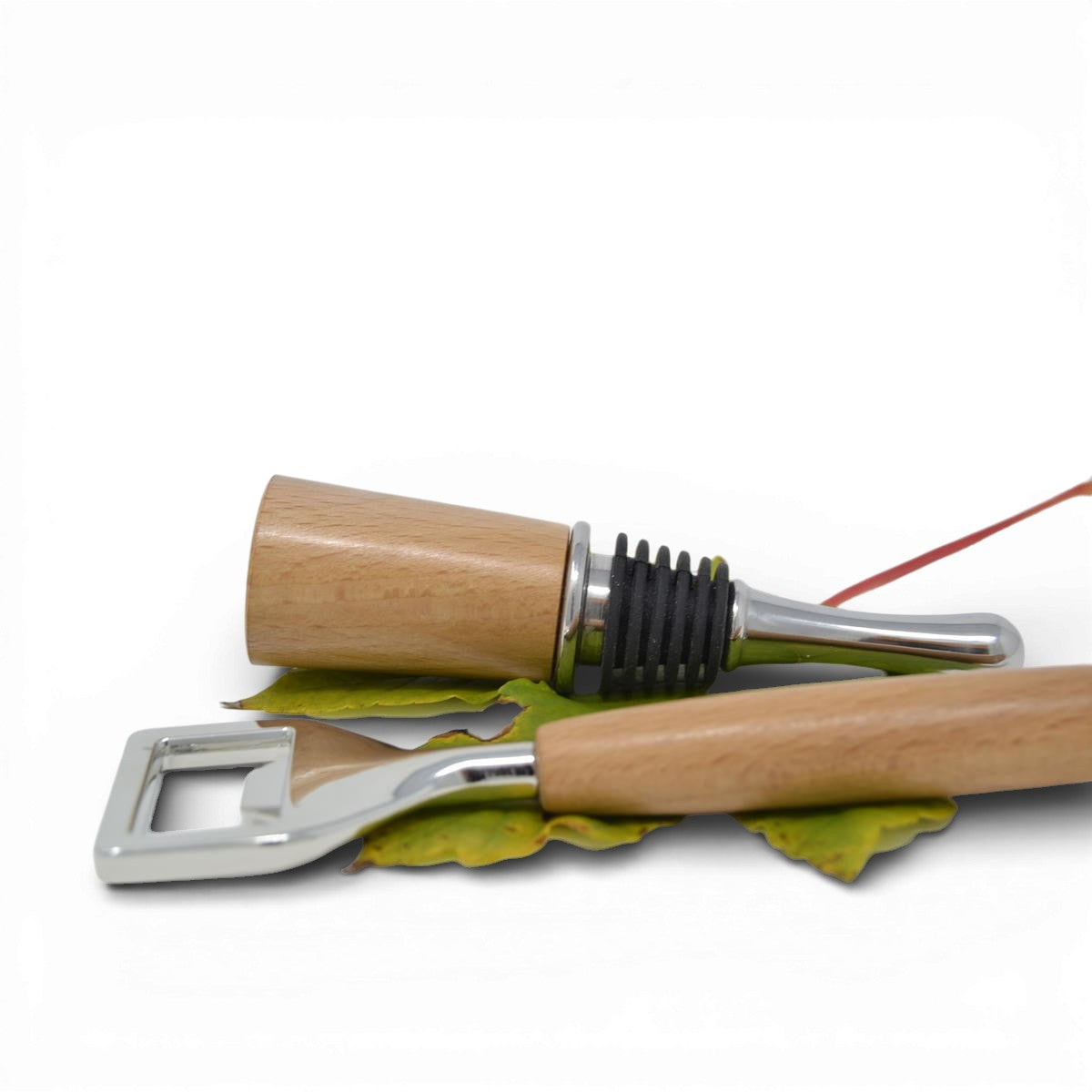 Flaschenöffner Weinstöpsel Set aus Buche